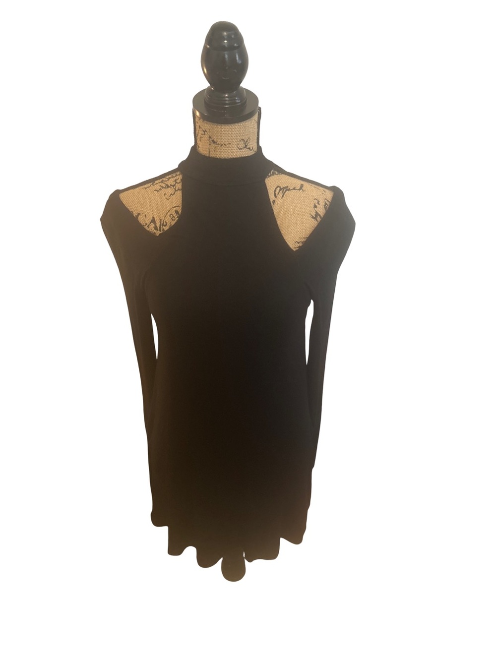 Free People Downtown Girl Tunic Top XS Black Cold Shoulder Mock Neck Ribbed Knit - Picture 8 of 16